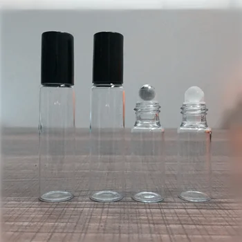 20pcs/veľa 5ML 10 ml Roll Na Prenosné transparentné Sklo Naplniteľné Parfum Fľašu Vyprázdniť Esenciálny Olej Prípade S Plastovou hlavicou