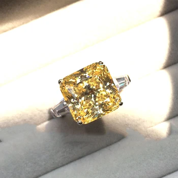 2022 Žien Striebornom Krúžku Módne Princezná Žltá Crystal Prst Zásnubné Prstene Snubné Prstene, Šperky pre Ženy